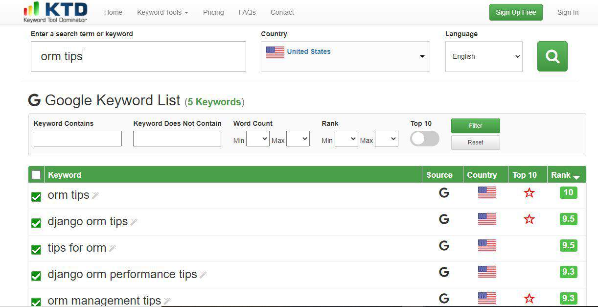 keyword tool pro free